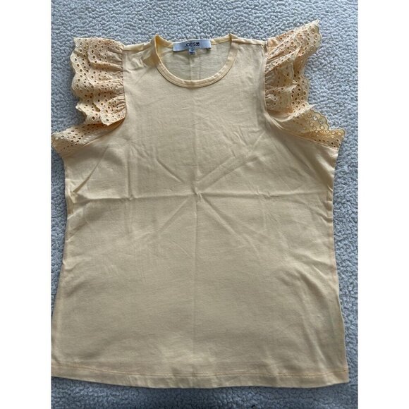 Joe’s Jeans Eyelet Flutter Sleeve Top Apricot Sherbert NEW NWOT Size XS $148 - Picture 2 of 5